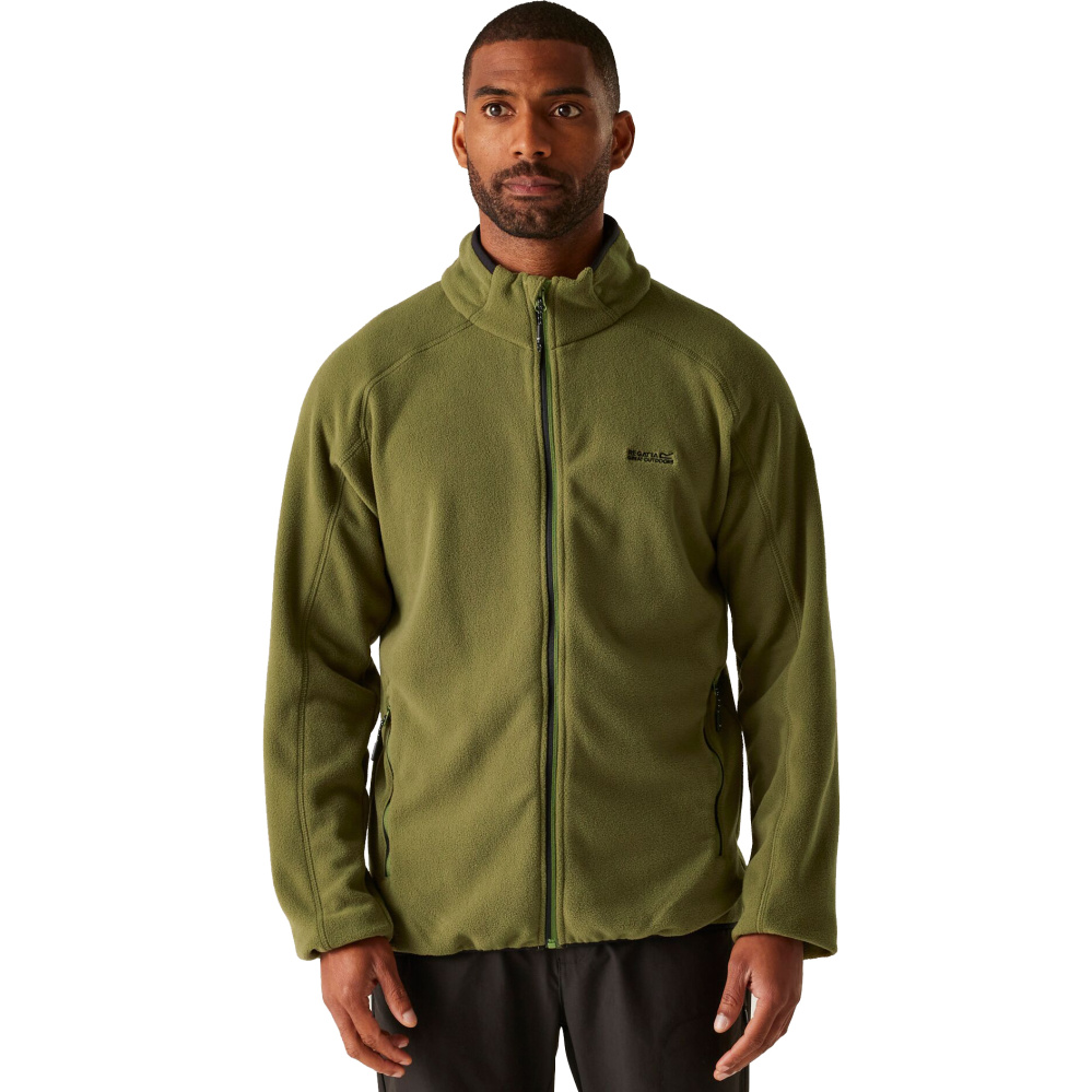 detail REGATTA Hadfield zelená pánska outdoorová fleecová mikina, pohodlná