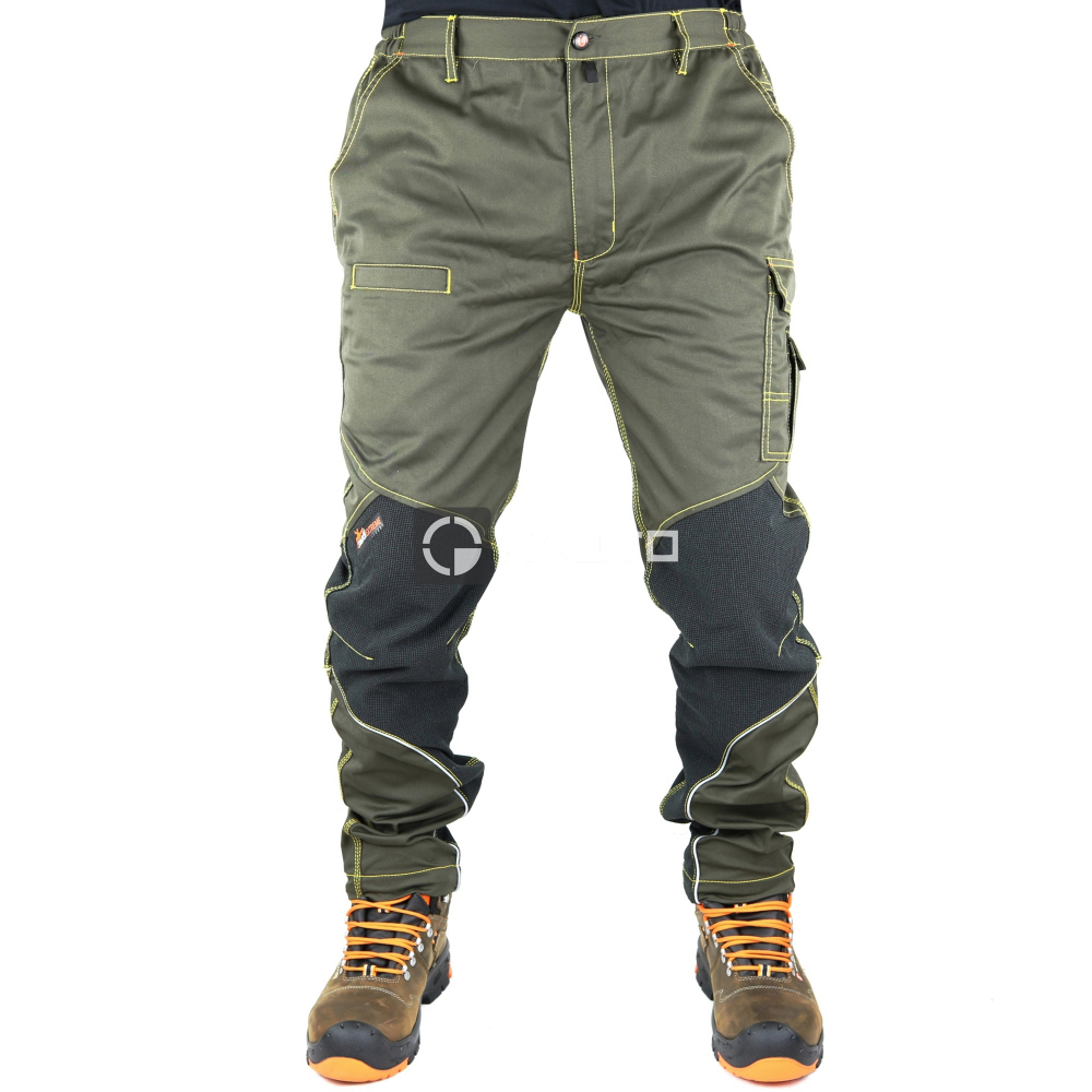 detail Industrial Starter Extreme zelené pánske pracovné nohavice