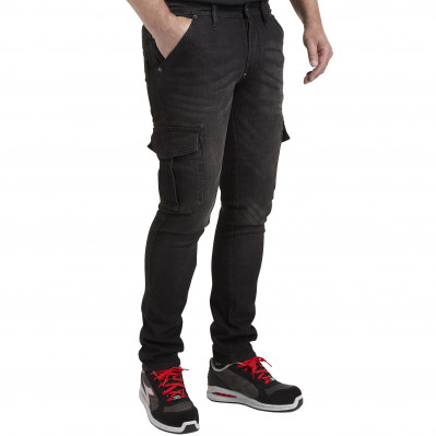 DIADORA Stone Cargo černé pánské kalhoty Jeans Stretch AKCE