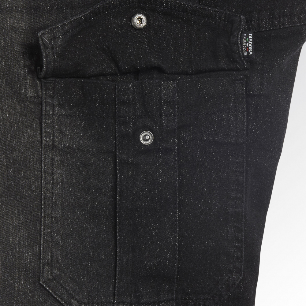 detail DIADORA Stone Cargo černé pánské kalhoty Jeans Stretch AKCE