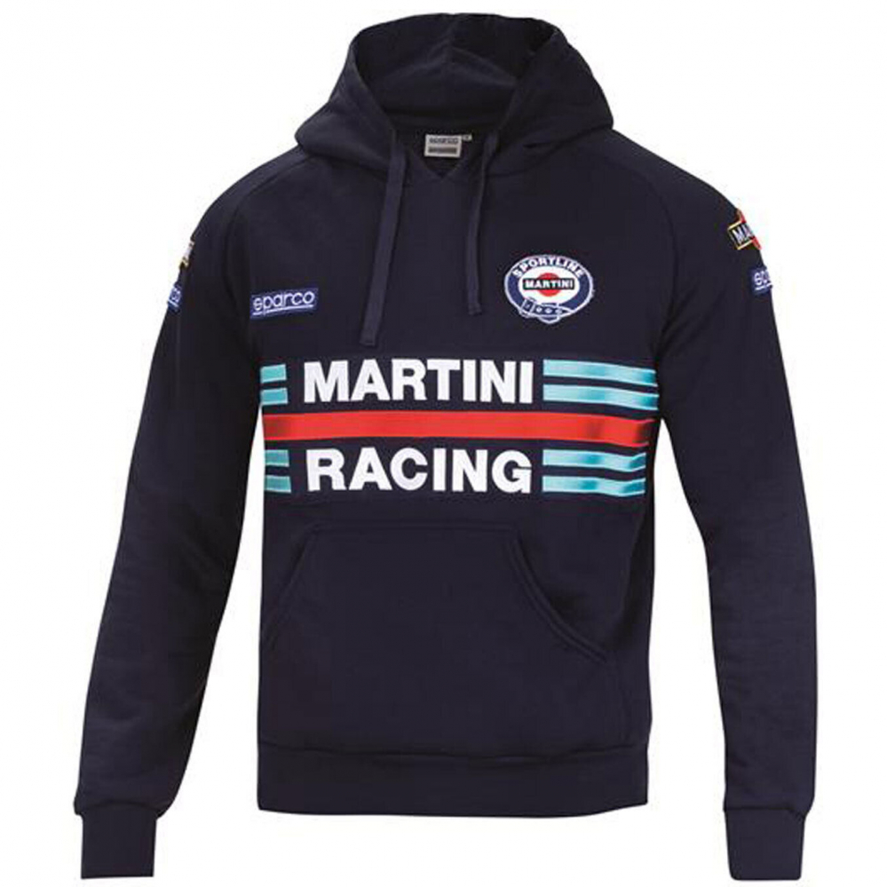 detail SPARCO Martini Racing modrá pánská mikina s kapucí