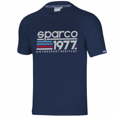 SPARCO 1977 Motorsport Heritage modré pánské triko Stretch