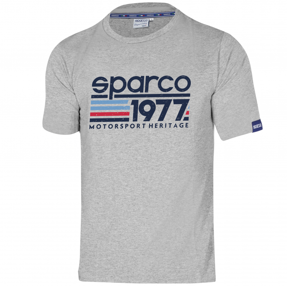 detail SPARCO 1977 Motorsport Heritage šedé pánské triko Stretch