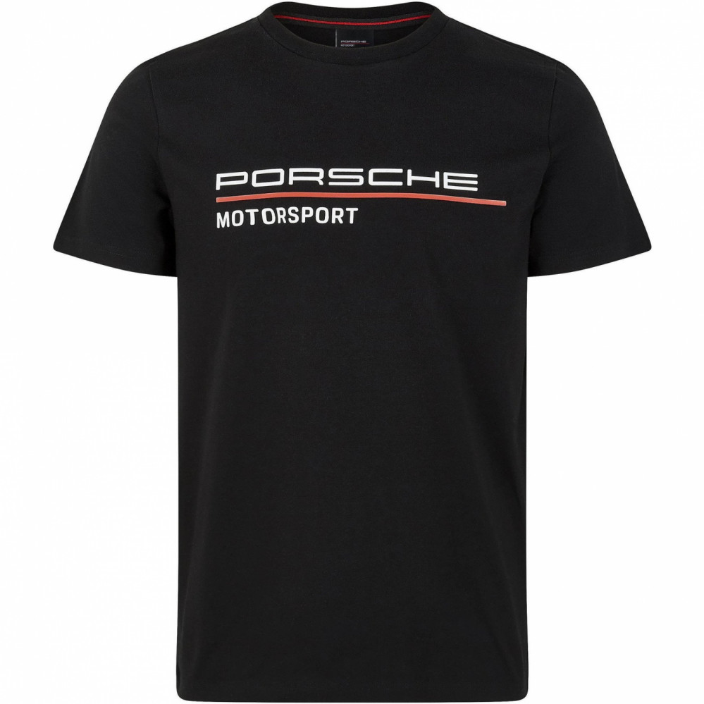 detail PORSCHE Motorsport černé pánské triko 100% Ba