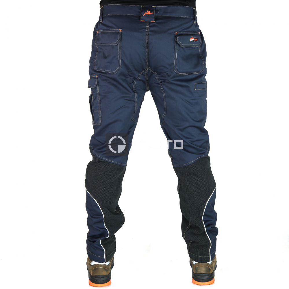 detail Industrial Starter Extreme modré pánske pracovné nohavice