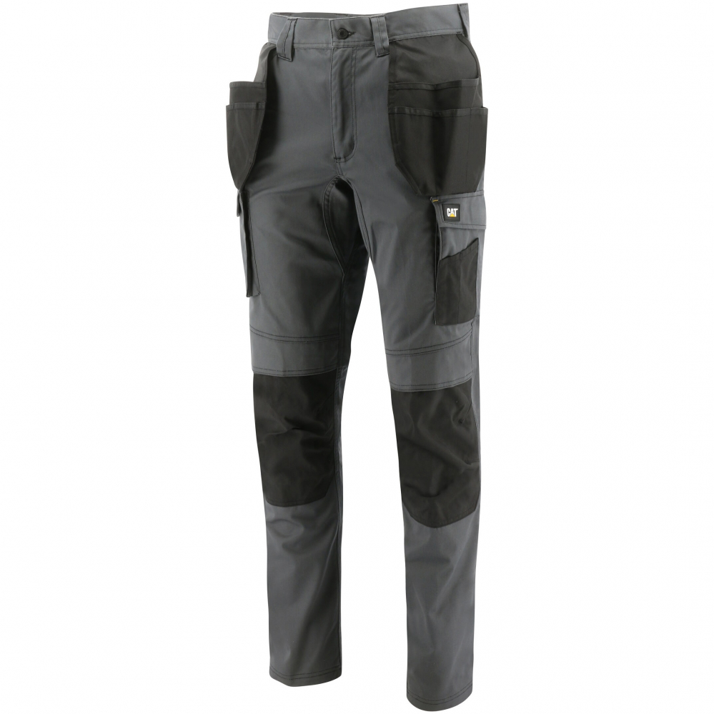 detail CATERPILLAR Cargo Stretch Knee Pocket šedé pánské pracovní kalhoty
