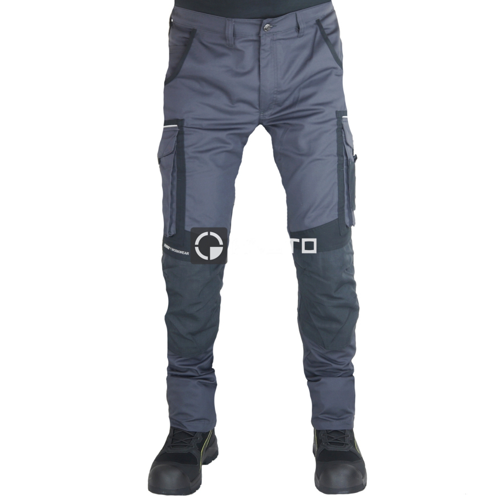 detail PUMA Workwear Precision X šedé pánské prémiové pracovní kalhoty